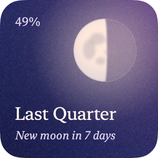 Lumen widget showing the moon phase “Last Quarter”